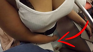Unknown Blonde MILF with Big Tits Started Touching My Dick in Subway ! That's called Clothed Sex?